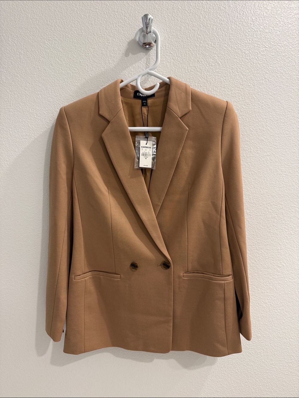Express Double-Breasted Camel Blazer